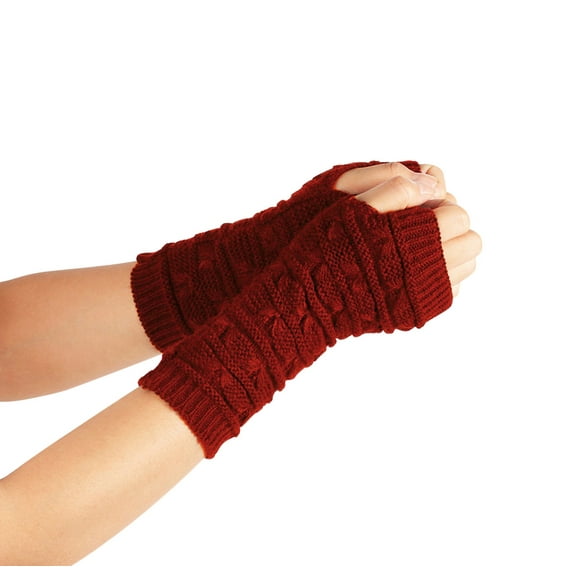 Skpblutn Women'S Glove Wool Open Finger Half Finger Short Knitted Warm Gloves A A