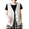 thumbnail image 1 of Skpblutn Women'S Jacket Coats Winter Fall Casual Comfortable Tops Spring Linen Vest Vest Solid Sweetheart Cotton Linen Short Neck Sleeveless Open Front Jackets Coat A M, 1 of 7