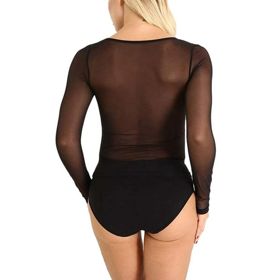 Skpblutn Women'S Shapewear Tops See Through Long Sleeve Seamless Arm Shaper Short Mesh Shirt Blouse Casual Top Black