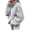 thumbnail image 1 of Skpblutn Women'S Sweaters Pullover Winter Fall Casual Comfortable Tops Off The Shoulder Solid Round Neckline Long Sleeve Plus Size Knit Sweater Grey Xxl, 1 of 5