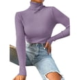 thumbnail image 1 of Skpblutn Women'S Sweaters Pullover Winter Fall Casual Comfortable Tops Solid High Neck Top Round Neckline Long Sleeve Knit Sweater Purple L, 1 of 4
