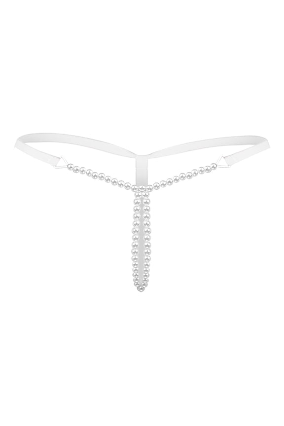 Women'S Underwear Pearl G String And Thongs Solid Underwear Low Waist White One Size