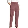 thumbnail image 1 of Skpblutn Women's Temperament Personality Solid Elastic Waist Striped Straight Leg Pants Casual Red XL, 1 of 4