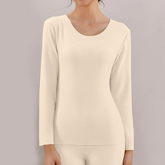 Skpblutn Women's Thermal Shirts Autumn Winter Warm Plus Size Underwears Compression Function Fleece Underwear Baselayer for Cold Weather