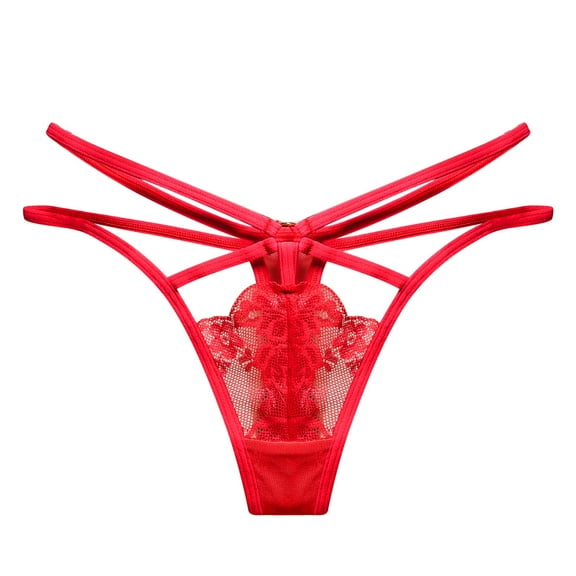 Skpblutn Womens Underwear Comfortable Thong Thong Lace Pants Briefs Brief Panties Red