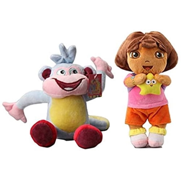 Skpitin 10 Inches 2pcs/Set Dora and Boots Monkey Plush Dora Boots Stuffed Doll Figure Soft Anime Collection