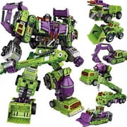 Skpitin Deformation Oversize Toys Robot Devastator TF Engineering Combiner 6 in 1 Action Figure Car Truck Model(Green Version)