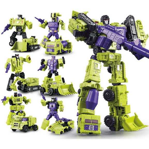 Skpitin GT Engineering Devastator Green Alloy Combiner 6 in 1 Construction Vehicles into Car Truck Bucket Loader Model
