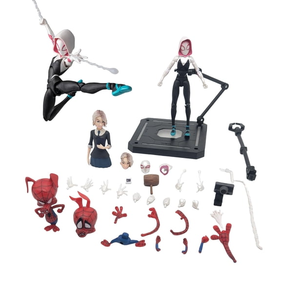 Skpitin Spider Mn Into The Spider-Verse Spider Gwen Spider Ham SV Action Super Heroes 6 inches / 16 cm Joints Moveable Action Figure