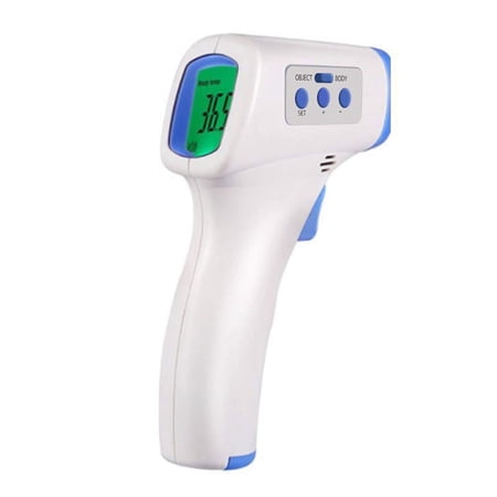 Skque Handheld Digital Infrared Temperature Gun Non-Contact Multi-functional Termometer Screen Display Adjustable Emissivity for Baby, Adult, Child, Surface of Objects,°C / °F Adjustable with Alert