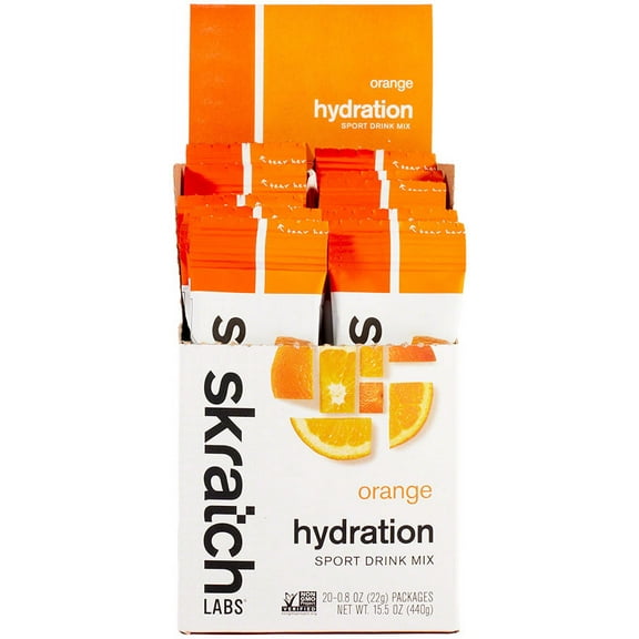 Skratch Labs Sport Hydration Drink Mix Single Serving Packets Box of 20 - Orange