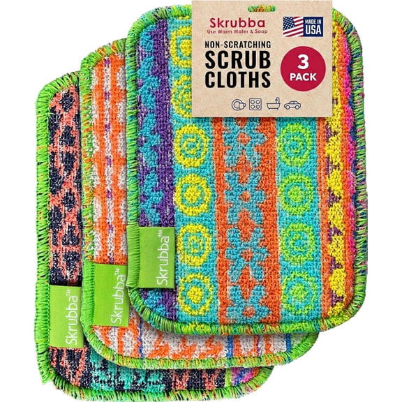 Skrubba 3-Pack Reusable Dish Scrubbers  Non-Scratch Scouring Pads for Kitchen & Household  Eco-Friendly, Dishwasher Safe Scrub Sponges for Dishes, Pots & Pans (Vogue)