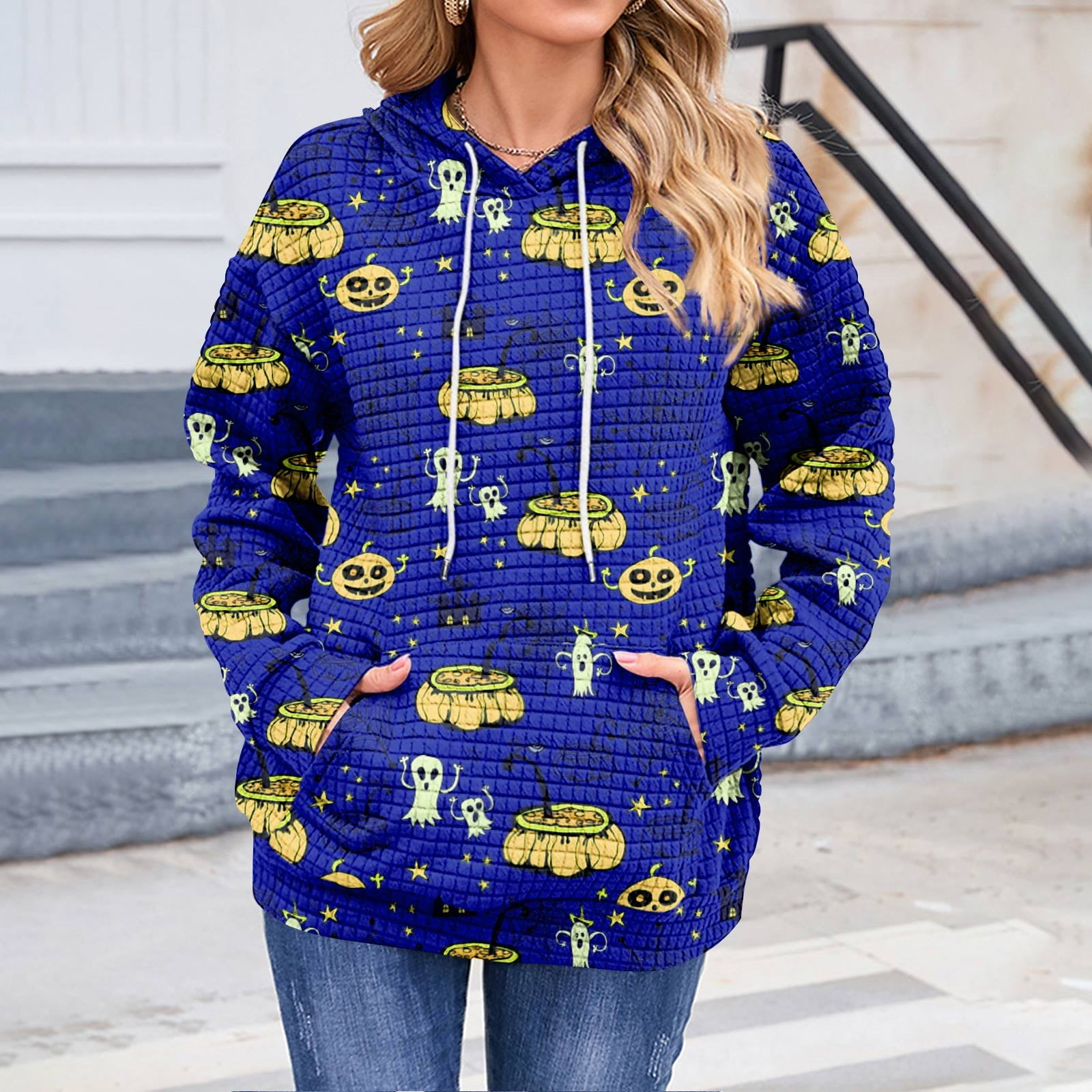 Halloween Pullover Damen Oversize Mit Kürbis Print - Langarm Sweatshirt Für Herbst Winter