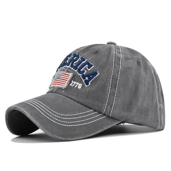 Sksloeg Hats for Women and Men American Flag Hat, Adjustable Baseball Cap Distressed Embroidered Patch for Men Women Patriotic,Gray