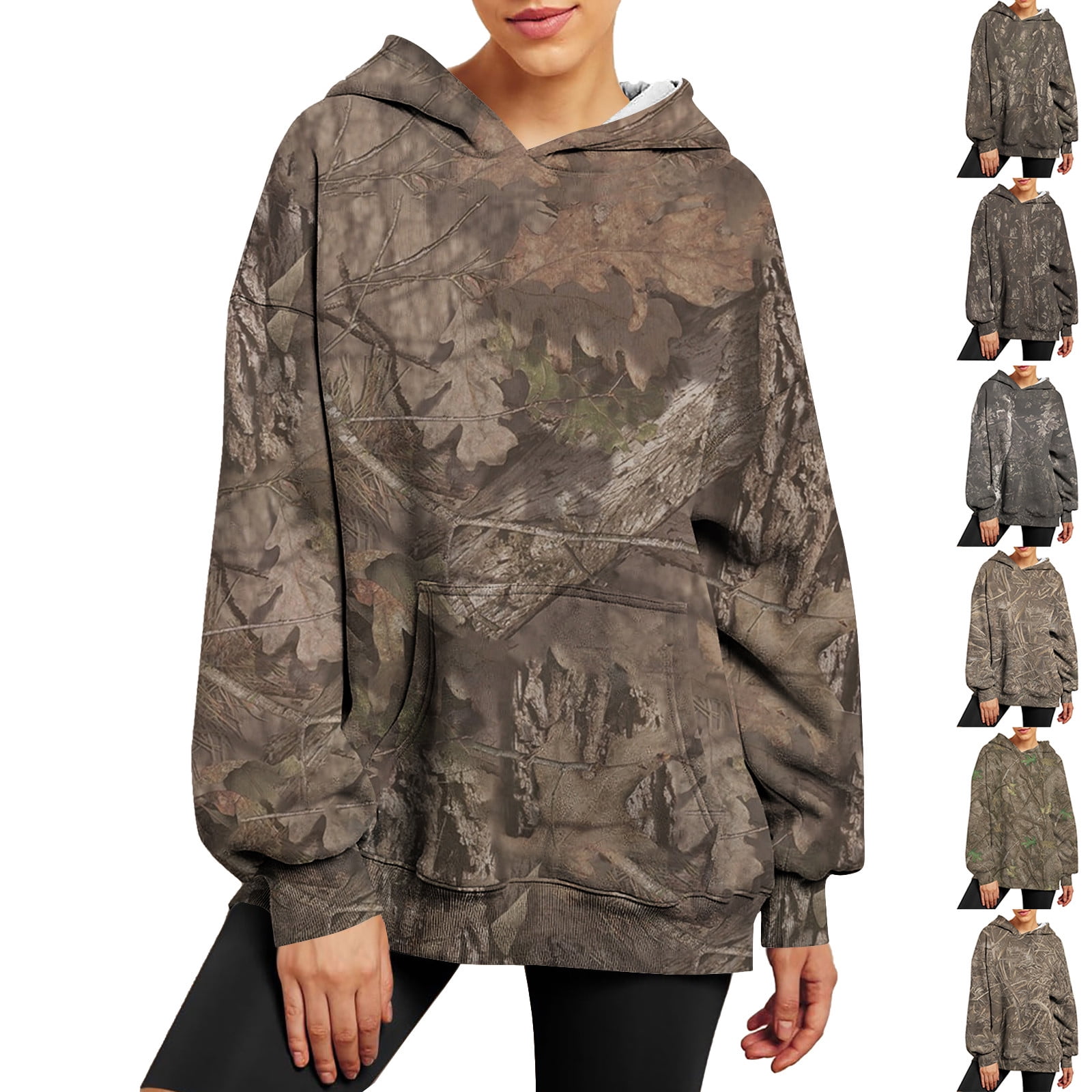Sksloeg Women's Camo Hoodie Cute Maple Leaf Print Hoodies Sksloeg Women's Camo Hoodie Cute Maple Leaf Print Hoodies
