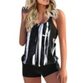 thumbnail image 1 of Sksloeg Tankini Bathing Suits for Women Plus Size Print Tummy Control Tankini Two Piece Bathing Suits,Black XXL, 1 of 5