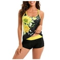 thumbnail image 1 of Sksloeg Two Piece Tankini Bathing Suits Plus Size Leopard Print Ruched Tummy Control Tankini Bathing Suits Swimwear Yellow XXXXXL, 1 of 5