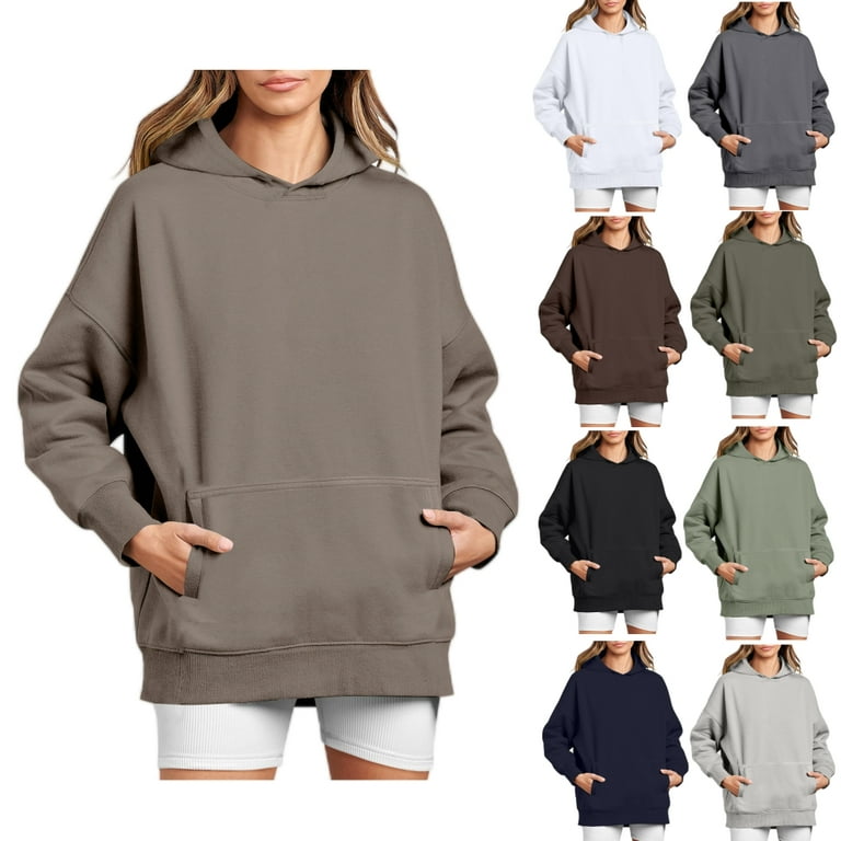 Sksloeg Women Oversized Sweatshirts Oversized Hoodies White Solid Color Long Sleeve Sweaters Cute Loose Casual Pullover Fall Outfits Y2k Fashion Teen Girls 2024 White 3XL Walmart