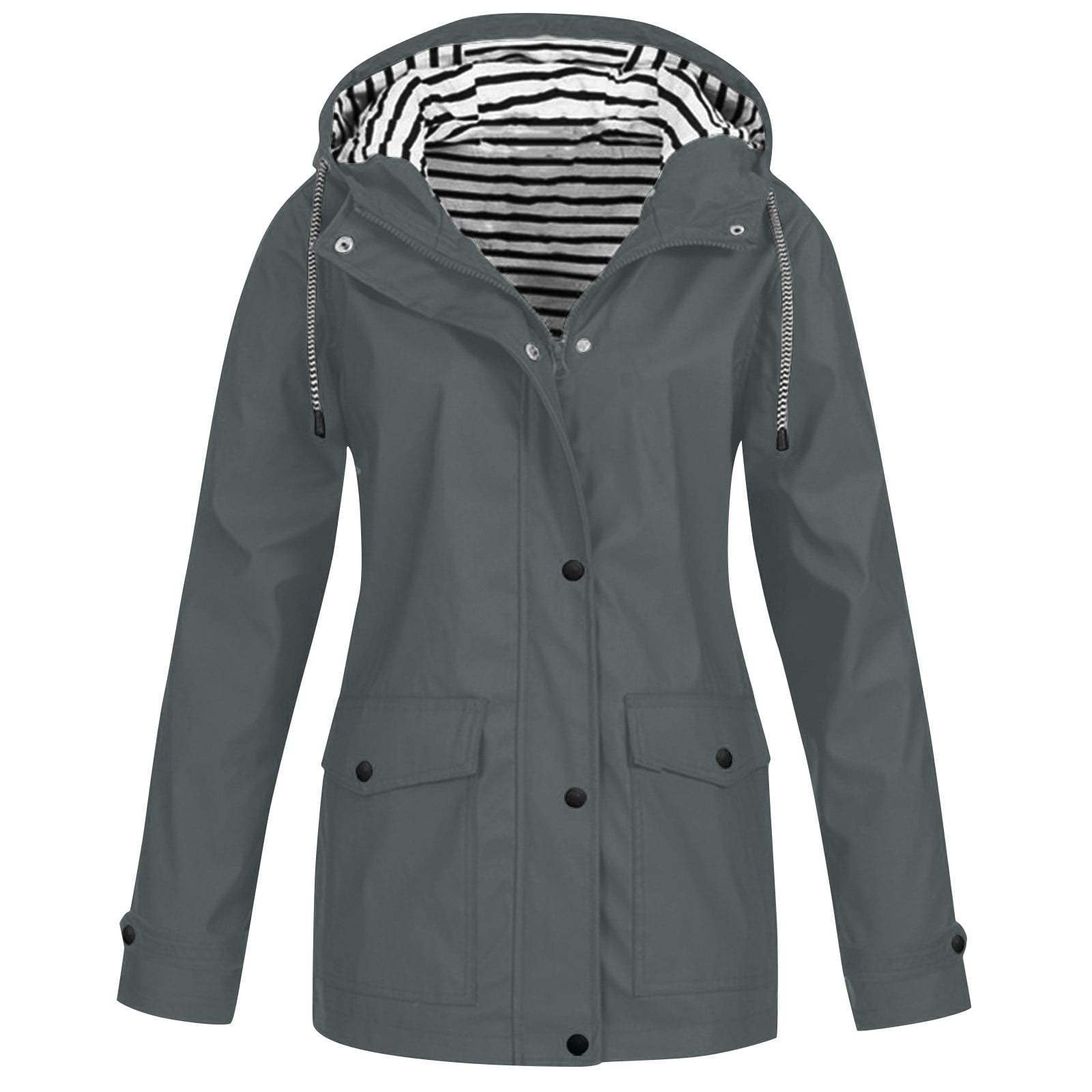 Sksloeg Women's Waterproof Raincoat Water Resistant Slicker Shell Windbreaker Rain Jacket S5xl