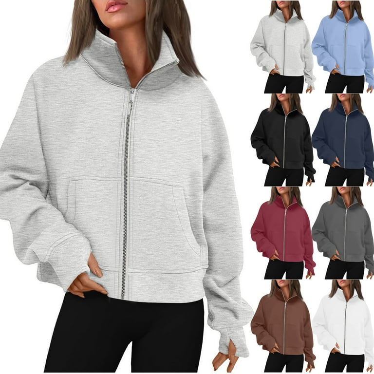 Sksloeg Womens Oversized Zip Up Sweater Jacket Casual Long Sleeve Coat  Track Sweater Jackets with Thumb Hole and Pockets,Navy XXL 