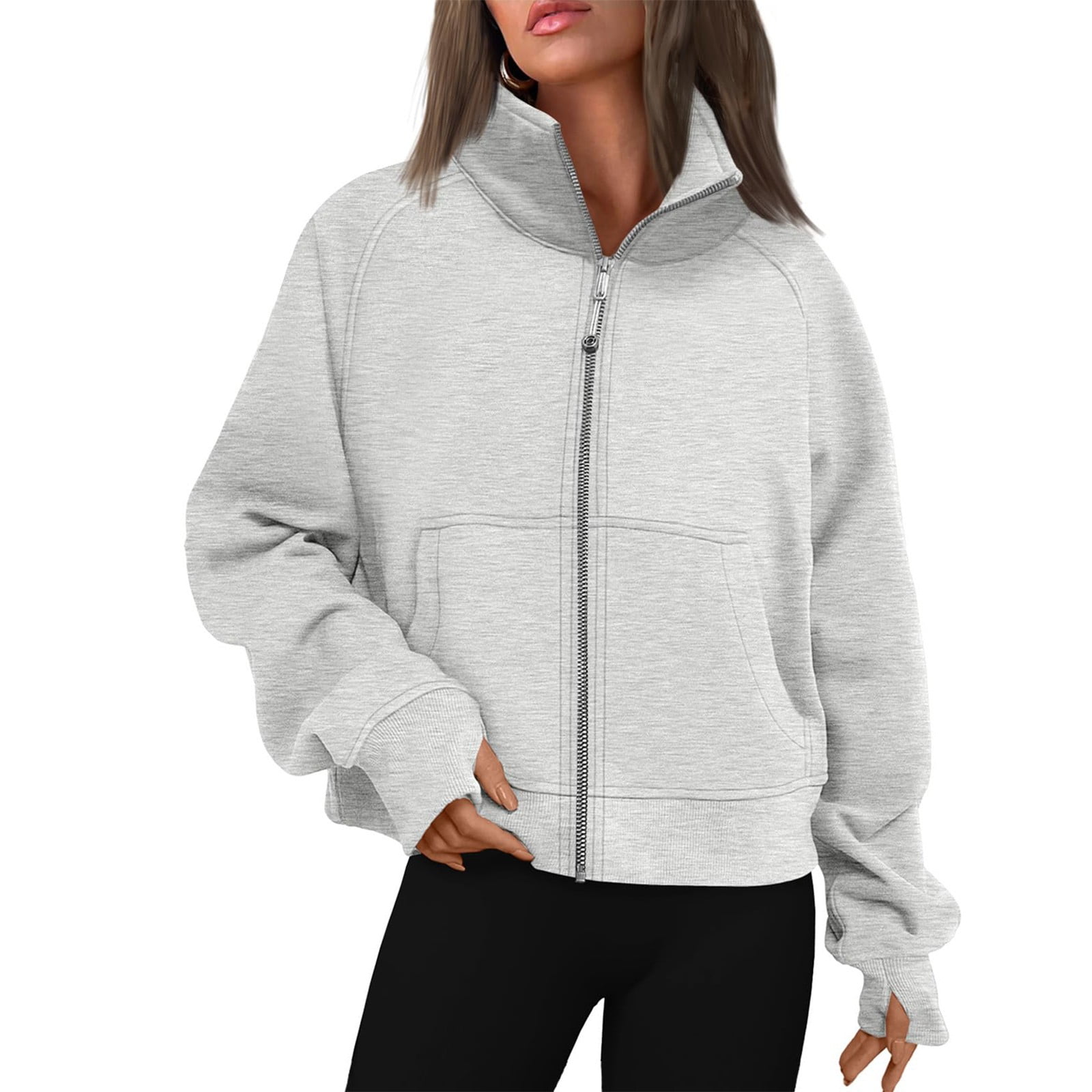 Sksloeg Womens Zip Up Sweater Jacket Fleece Oversized Sweatshirts Full
