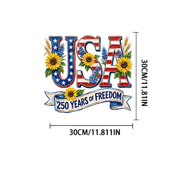 Sktrjpolfis 1Pc USA 250th Anniversary Wall Sticker Patriotic Self-Adhesive PVC Decal Waterproof 11.8111.81in Sunflower Bluebonnet Decor for Home Living Room Shop Window 4th of July Independence Day
