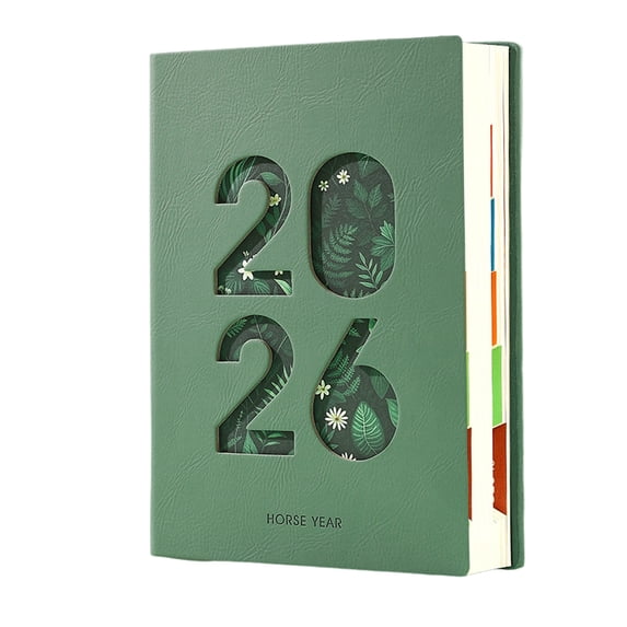 Sktrjpolfis 2026 Schedule Planner, A5 Size, 200 Sheets Paper, Coil Binding, Faux Leather Cover, 5 Colors, for Daily Work School Home Planning