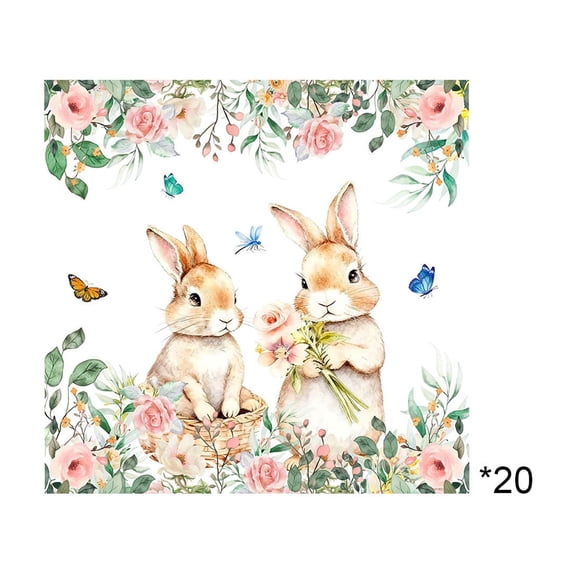 Sktrjpolfis 20pcs White Easter Disposable Paper Napkins 6.50in Portable Easter Bunny Paper Napkins for Picnic Outdoor