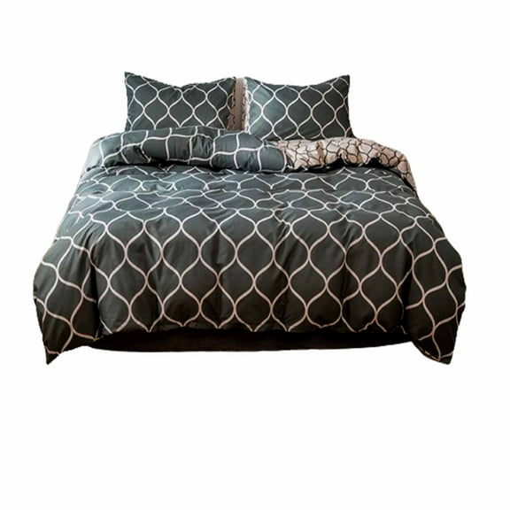 Sktrjpolfis 3 Piece Bedding Set, Brushed Polyester Multicolor Pattern Bedding, Reversible Design, Machine Washable Bed Cover & Pillowcases