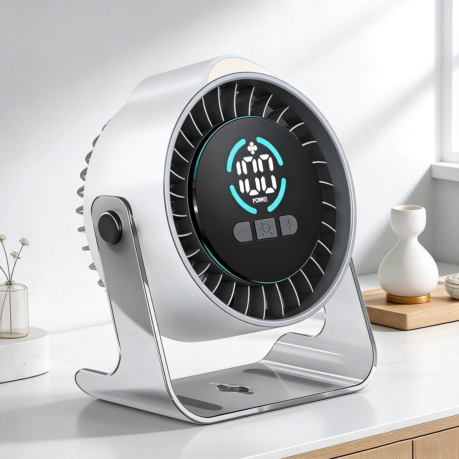 Sktrjpolfis 4-Inch Desktop Circulating Fan, 100-Speed, LED Display, 12H ...