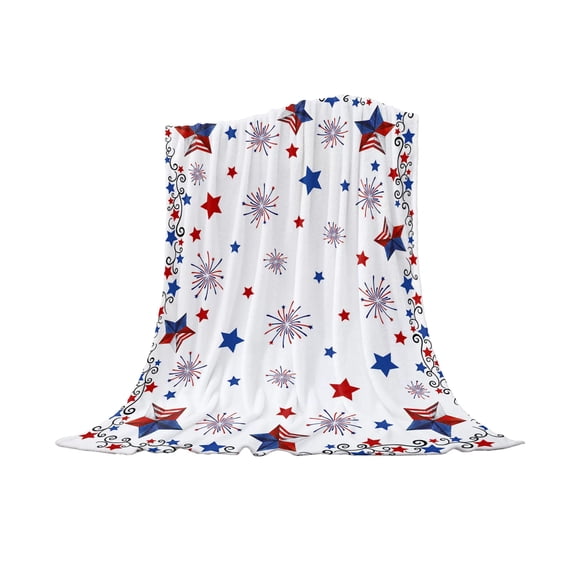 Sktrjpolfis 4th of July 250th Flannel Throw Blanket, Patriotic USA Flag Theme Soft Blanket for Sofa Bed Party Holiday Decor