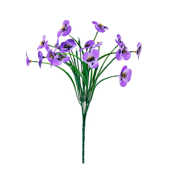 Sktrjpolfis Artificial Pansy Flowers Faux Spring Grass Bouquet 7-Forked Fake Floral for Home Wedding Decor 1 PC