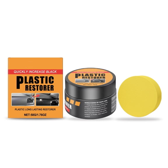 Sktrjpolfis Car Interior Care Restoration Cream for Leather Vinyl Plastic Surfaces with Application Sponge 1.7oz