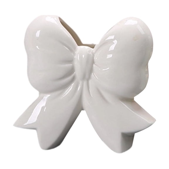Sktrjpolfis Ceramic Decorative Vase 4.92in 4 Colors Bow Vase for Home Living Room Table Flower Arrangement Decor