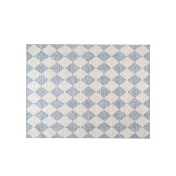 Sktrjpolfis Checkered Doormat 19.69x31.5in Blue Cream Indoor Entrance Mat, Non Slip Floor Rug for Front Door Entryway