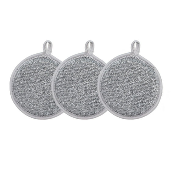 Sktrjpolfis Double Sided Circular Dishwashing Sponge, 3PC High Elastic Wiping Block, Kitchen Scouring Pad for Dishwashing