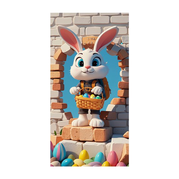 Sktrjpolfis Easter Bunny Door Cover 35.43x70.90in Spring Porch Outdoor Decoration