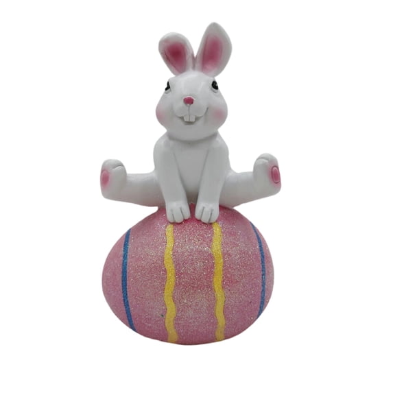 Sktrjpolfis Easter Bunny Resin Decor 6.29x3.58in Rabbit Ornament for Home Living Room Garden Blue Pink Yellow