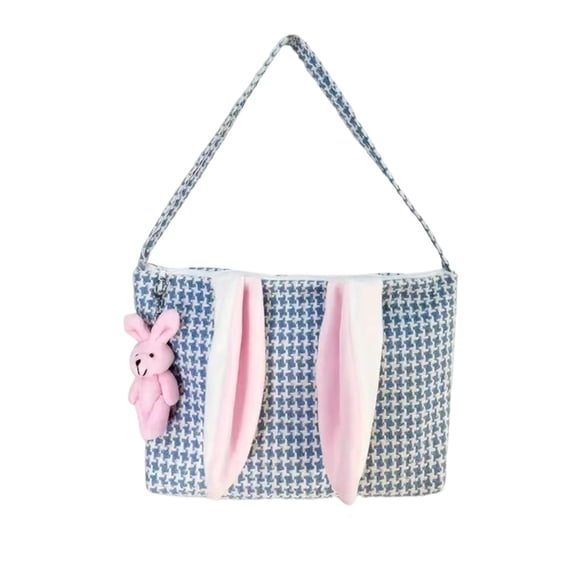 Sktrjpolfis Easter Bunny Tote Bag 12.99x9.45x0.79in Polyester Decorative Storage Bag for Easter Holiday Party