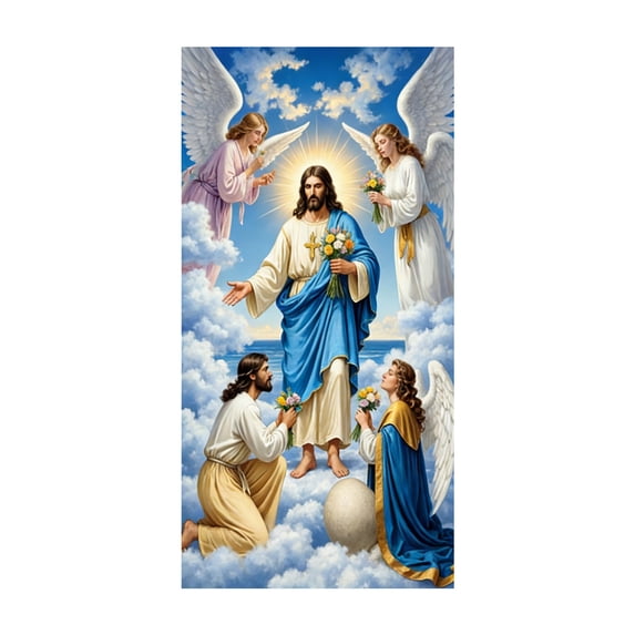 Sktrjpolfis Easter Door Cover 35 X 72inch Easter Party Decoration for Front Door And Wall