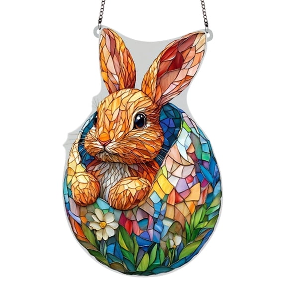 Sktrjpolfis Easter Egg Bunny Acrylic Hanging Ornaments 2D Spring Decoration Set for Tree Window Party