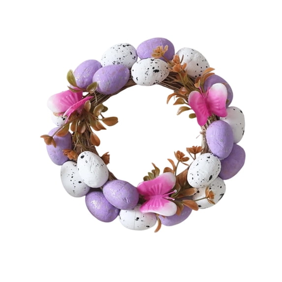 Sktrjpolfis Easter Egg Rattan Wreath Plastic Egg Wreath for Easter Party Decoration