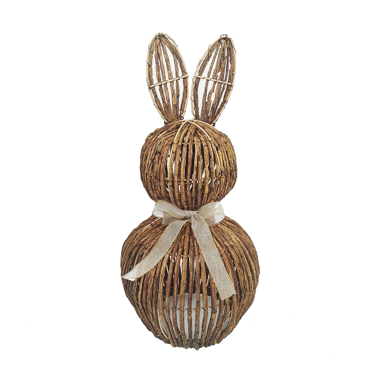 Sktrjpolfis Easter Hand-Woven Bunny Basket Easter Rattan Basket for Egg Hunt Treat Storage