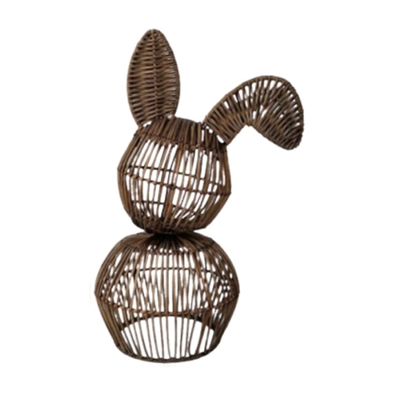 Sktrjpolfis Easter Natural Rattan Hand-Woven Bunny Basket Home Decor for Front Door Easter Party Decoration