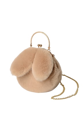 Easter Plush Bunny Crossbody Bag 8.66x8.26 in Women Tote Polyester Spandex Rabbit Ears Clip Closure Purse