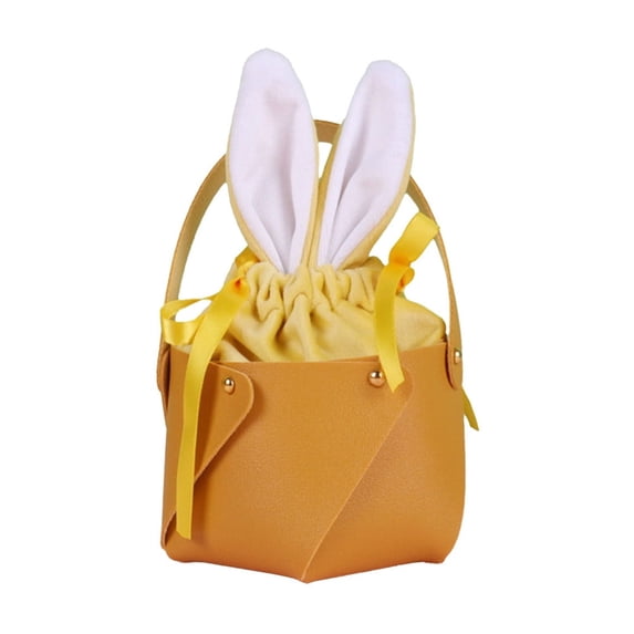 Sktrjpolfis Easter Rabbit Ears Bag PU Leather Handlebag Children Egg Gift Bag Party Decoration