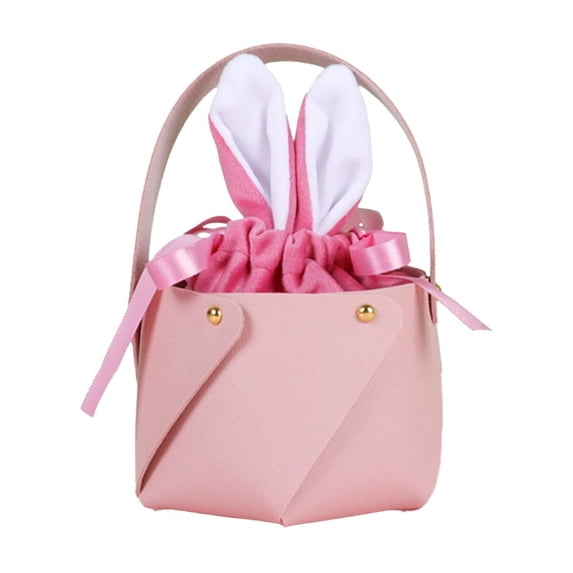 Sktrjpolfis Easter Rabbit Ears Bag PU Leather Handlebag Children Egg Gift Bag Party Decoration