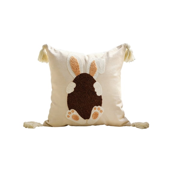 Sktrjpolfis Easter Rabbits Embroidery Throw Pillow Cover for Household Sofa Living Room Bedding