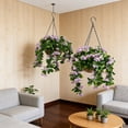 thumbnail image 1 of Sktrjpolfis Faux Crepe Myrtle Hanging Baskets Set of 2 with Chain, 27" Total Length, Weather-Resistant, Outdoor Spring Decor for Porches, Balconies, 1 of 4