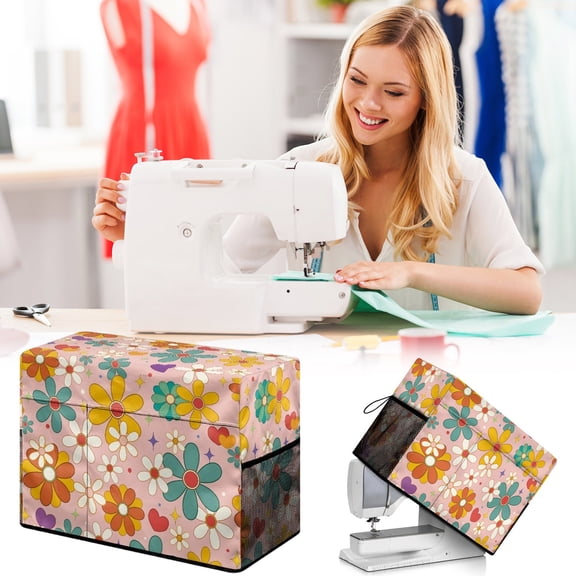 Sktrjpolfis Floral Print Sewing Machine Cover, Universal Size Dust & Scratch Resistant Storage Bag